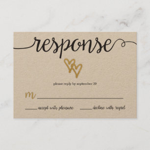 Tarjeta RSVP de casamiento de papel Kraft para Rel