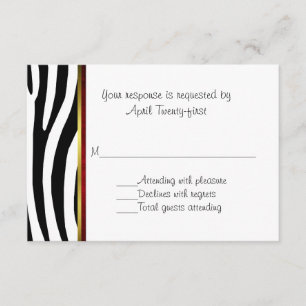 Tarjeta RSVP de casamiento de patrón de cebra de m