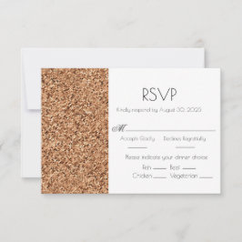 Tarjeta RSVP de casamiento de Purpurina de cobre f
