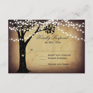 Tarjeta RSVP de casamiento de roble rústico con ca
