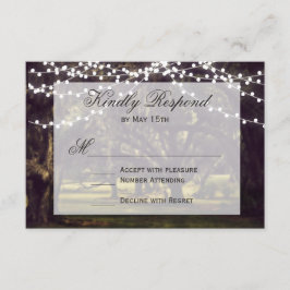 Tarjeta RSVP de casamiento de roble rústico con ca