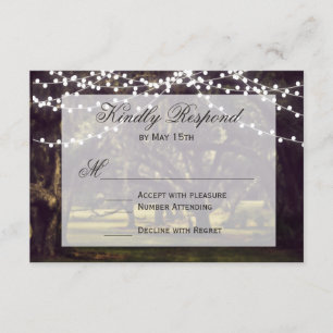 Tarjeta RSVP de casamiento de roble rústico con ca