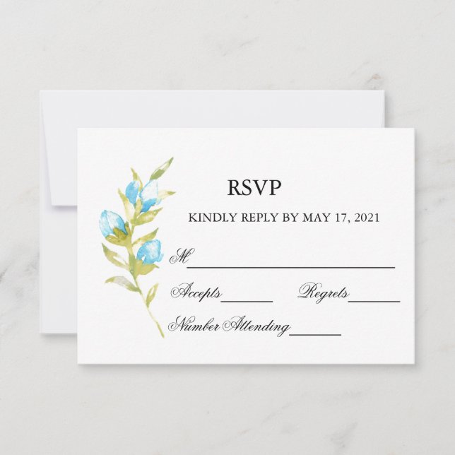 Tarjeta RSVP de casamiento de Rosa azul (Anverso)