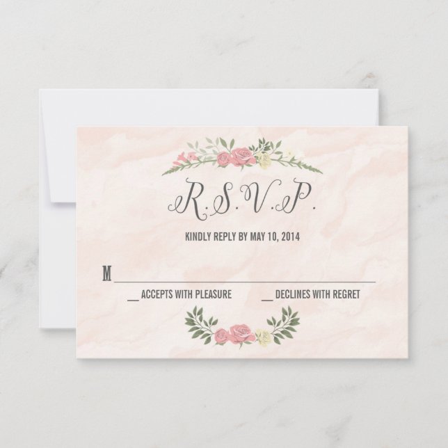 Tarjeta RSVP de casamiento de rosas (Anverso)