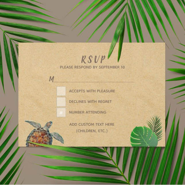 Tarjeta RSVP de casamiento de tortugas tropicales  (Subido por el creador)