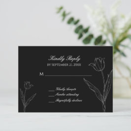 Tarjeta RSVP de casamiento de tulipanes Minimalist