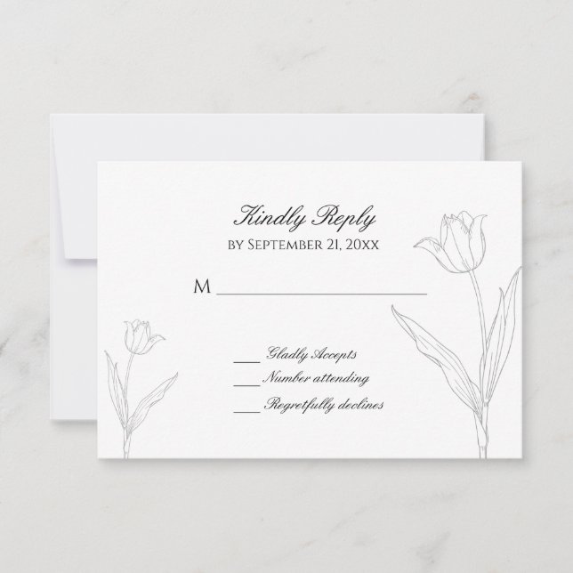 Tarjeta RSVP de casamiento de tulipanes Minimalist (Anverso)