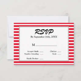 Tarjeta RSVP de casamiento enmarcado de rayas roja