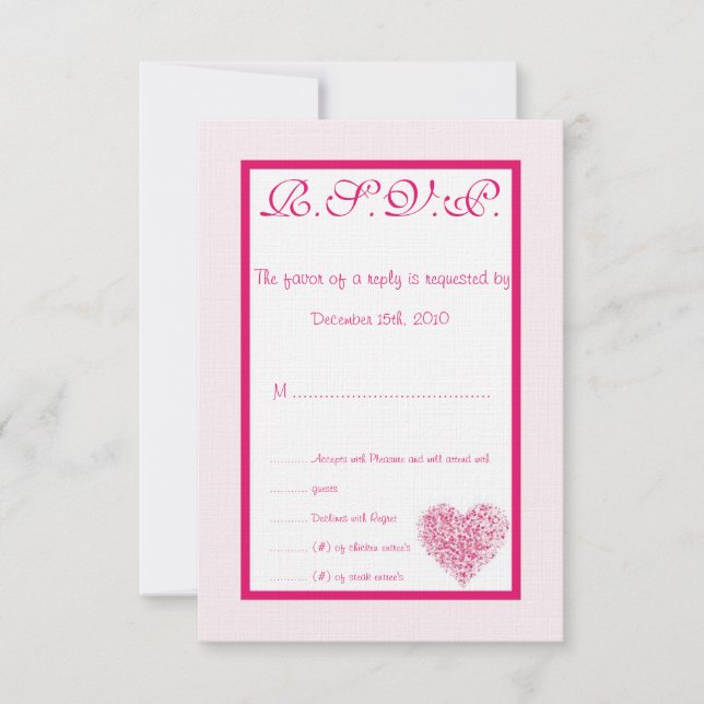 Tarjeta RSVP de casamiento rosa claro (Anverso)