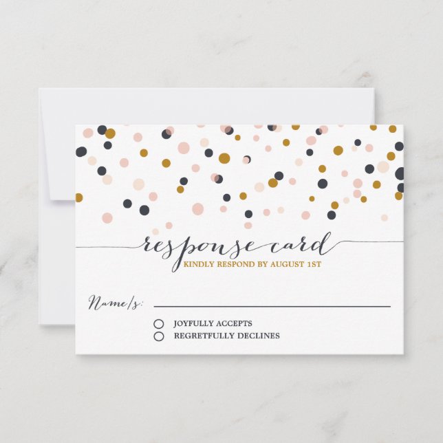 Tarjeta RSVP de casamiento rosado y oro (Anverso)