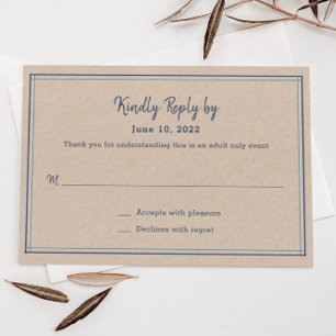Tarjeta RSVP de casamiento sólo para adultos de ba