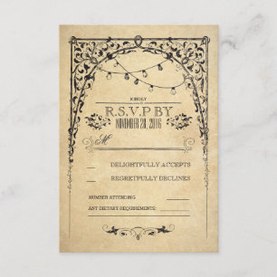 tarjeta RSVP de casamiento vintage