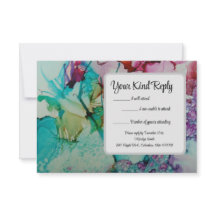 Tarjeta RSVP de cascarilla colorida Wedding