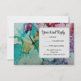Tarjeta RSVP de cascarilla colorida Wedding