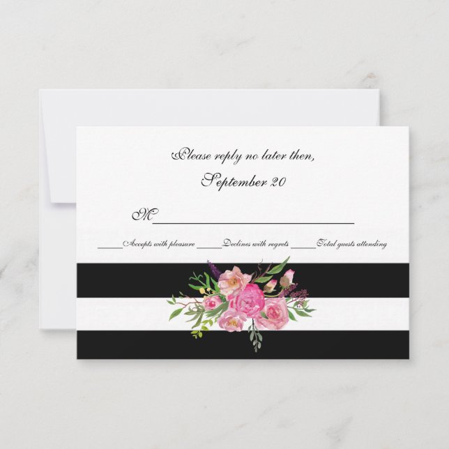 Tarjeta RSVP de cascarilla y de banda de casamient (Anverso)