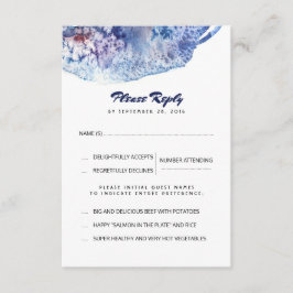 Tarjeta RSVP de cascos azules y púrpura