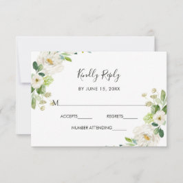 Tarjeta RSVP de casquería blanca floral