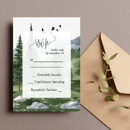 Tarjeta RSVP de casquería de bodas de bosques de p