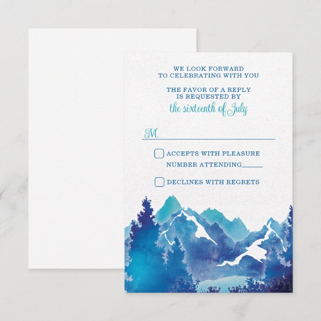 Tarjeta RSVP de casquería de bodas de serenidad de (Anverso / Reverso)