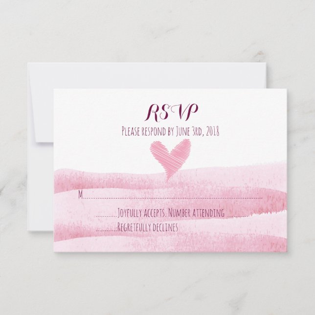 Tarjeta RSVP de casquería de color rosa (Anverso)