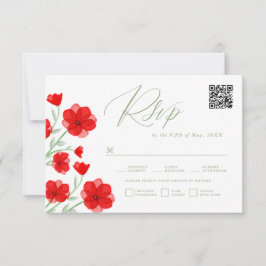Tarjeta RSVP de casquería Floral QR de casamiento