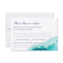 Tarjeta RSVP de casquería Verde azulada de mar tur