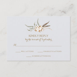 Tarjeta RSVP de casquillo de plumas de algodón de