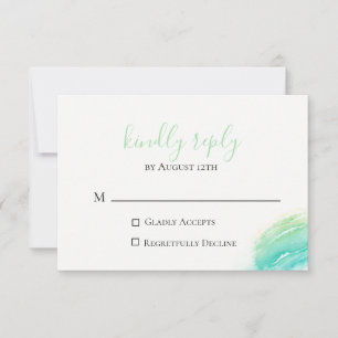 Tarjeta RSVP de Celadon Green Beach Wedding