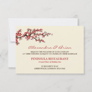 Tarjeta RSVP de cerezos en flor (arándano)