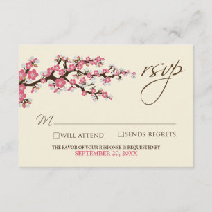 Tarjeta RSVP de cerezos en flor (rosa)