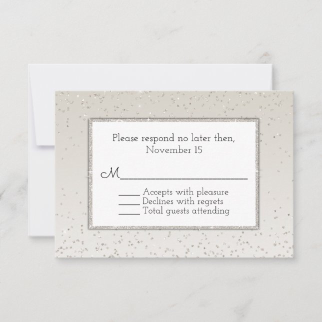 Tarjeta RSVP de Champán Purpurina y Boda Británica (Anverso)