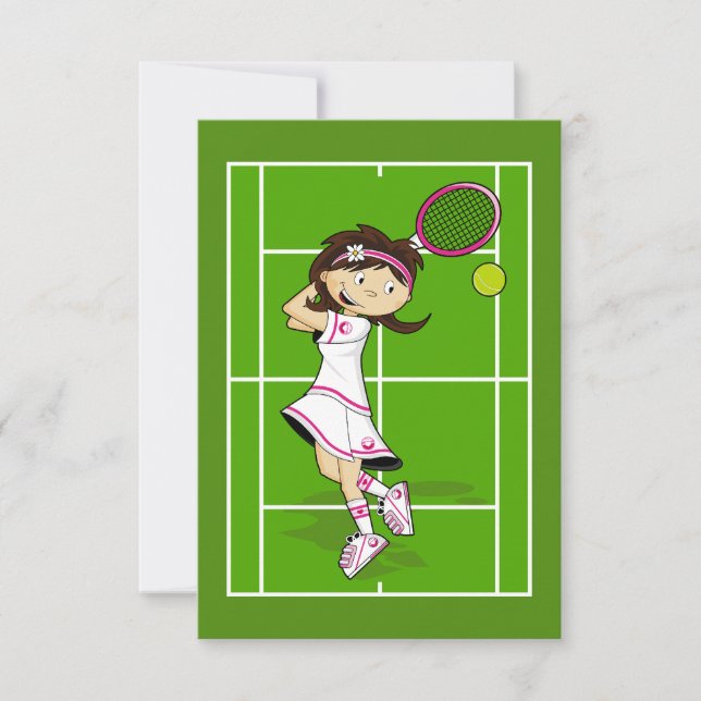 Tarjeta RSVP de Chica de tenis (Anverso)