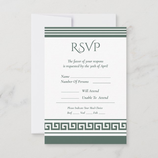 Tarjeta RSVP de clave griega (Anverso)