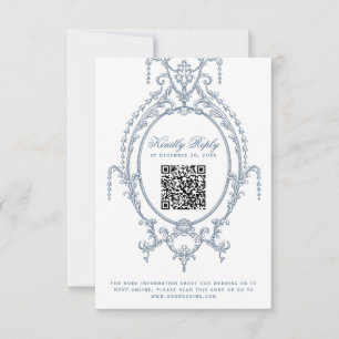 Tarjeta RSVP de código QR barroco de origen azul f