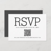 Tarjeta RSVP de código QR básico minimalista esenc