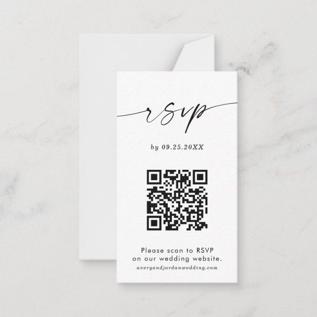 Tarjeta RSVP de código QR | Boda Minimalista moder (Anverso)