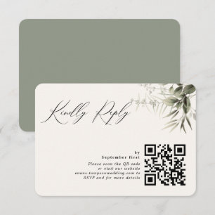 Tarjeta RSVP de código QR botánico de vegetación s