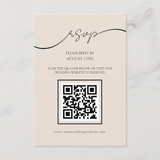 Tarjeta RSVP de código QR con guión elegante clási (Anverso)