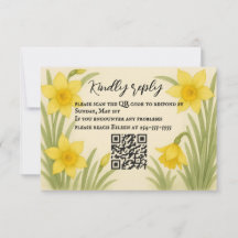 Tarjeta RSVP de código QR Daffodil Kiss