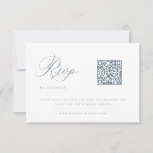 Tarjeta RSVP de código QR de Boda azul turbio