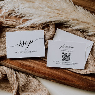 Tarjeta RSVP de código QR de Boda de caligrafía el