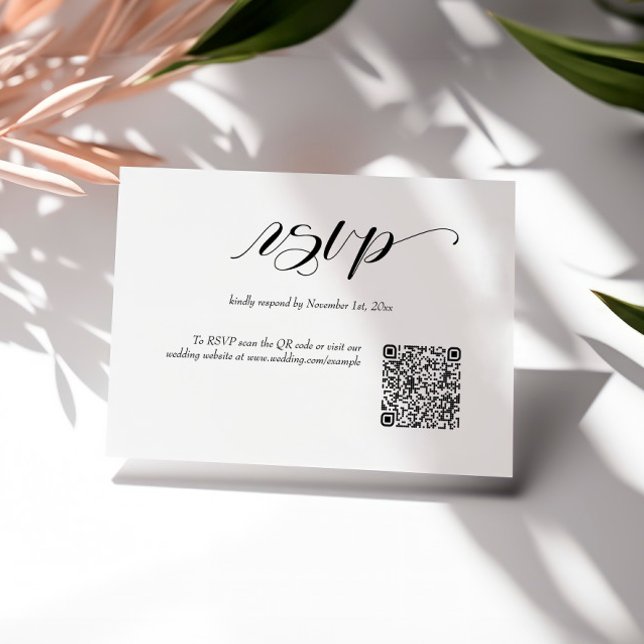 Tarjeta RSVP de código QR de Boda de caligrafía el (Subido por el creador)