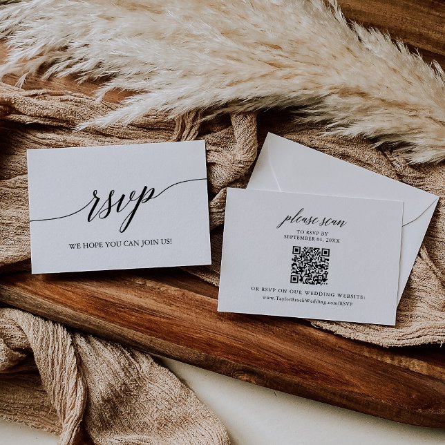 Tarjeta RSVP de código QR de Boda de caligrafía el (Subido por el creador)