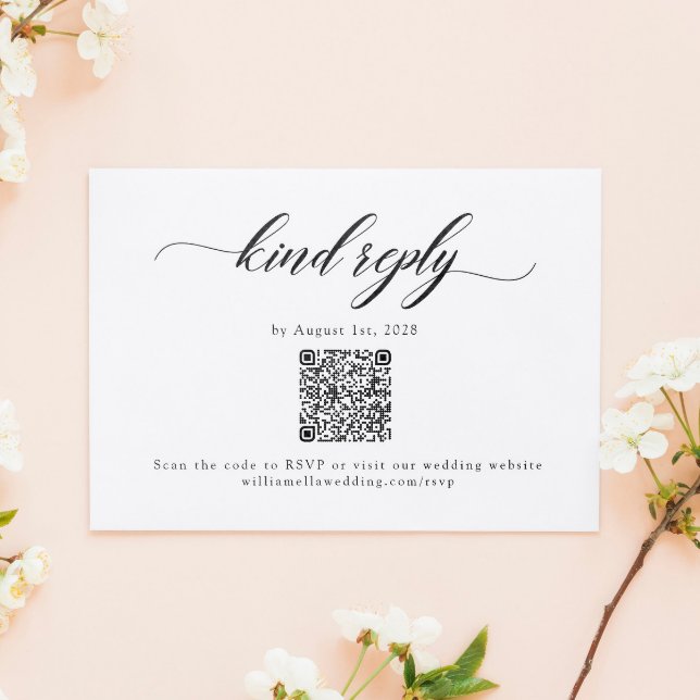 Tarjeta RSVP de código QR de Boda de guión elegant (Subido por el creador)