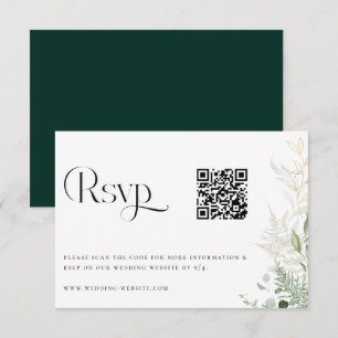 Tarjeta RSVP de código QR de Boda forestal silvest