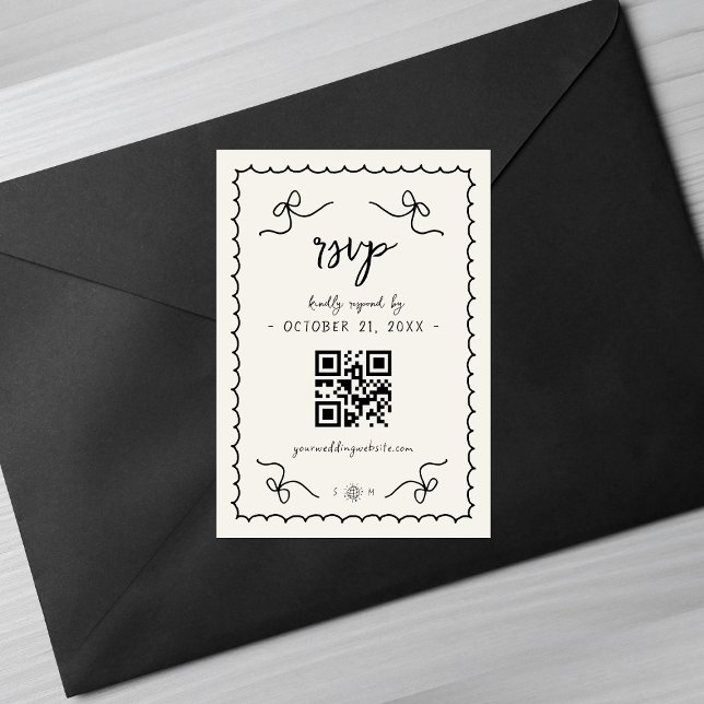 Tarjeta RSVP de código QR de Boda francés original (Subido por el creador)