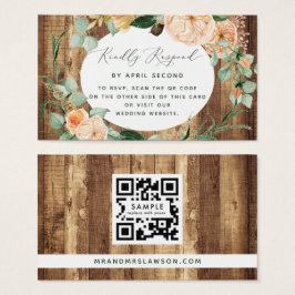 Tarjeta RSVP de código QR de Boda rústico botánico