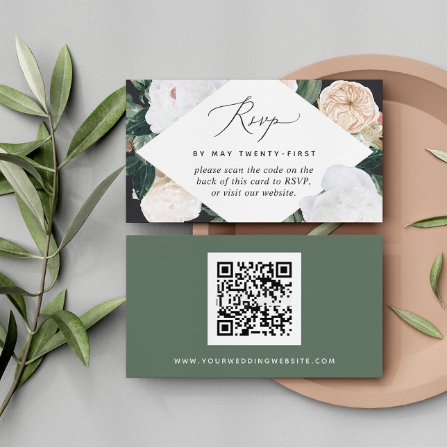Tarjeta RSVP de código QR de Boho Blooms Boda (Subido por el creador)