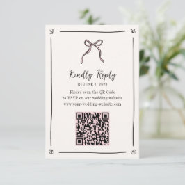 Tarjeta RSVP de código QR de cinta rosa - Boda cap