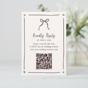Tarjeta RSVP de código QR de cinta rosa - Boda cap